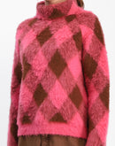 Madame Geometric Print Turtleneck Pink Sweater