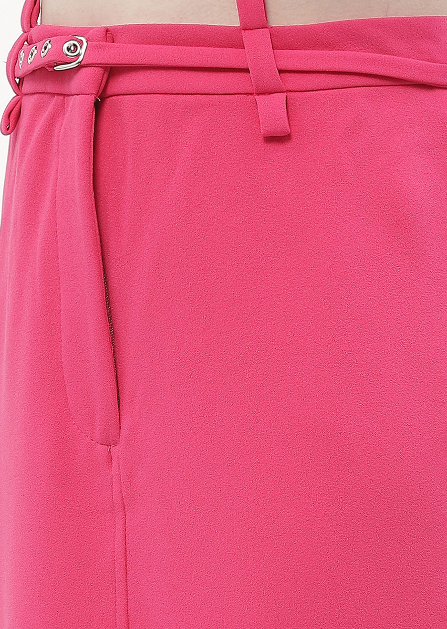 Madame Belted Waisted Hot Pink Pencil Skirt