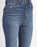 Madame Whiskered Ripped Bootcut Blue Denim