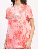 mSECRET Tie Dye Coral Typography Print Two Piece Night Suit