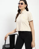 Madame Bridgerton Beige Cotton Polo Top