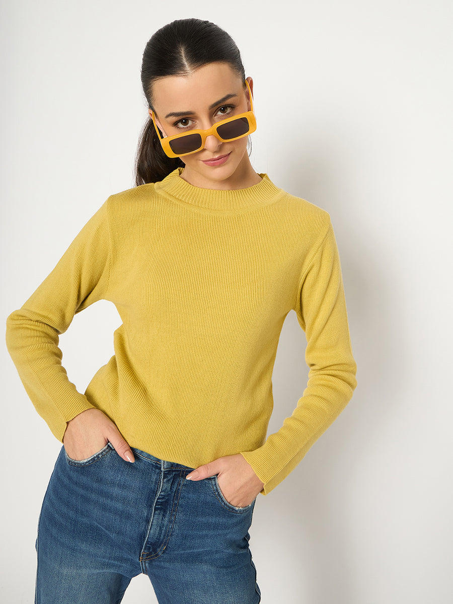 Madame Mock Neck Solid Yellow Skeeve