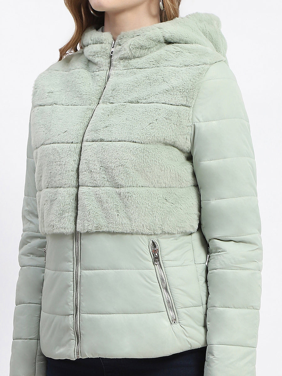 Madame Dual-Textured Mint Puffer Jacket