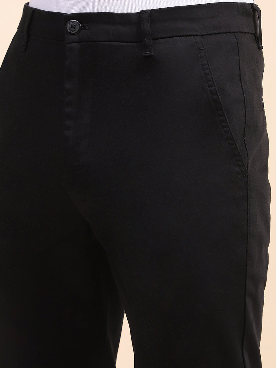 Camla Barcelona Solid Black Straight Fit Trousers