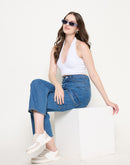 Madame Cotton Straight Fit Mid Blue Denim