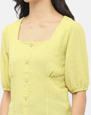 Madame Square Neck Lime Green Crinkled Top