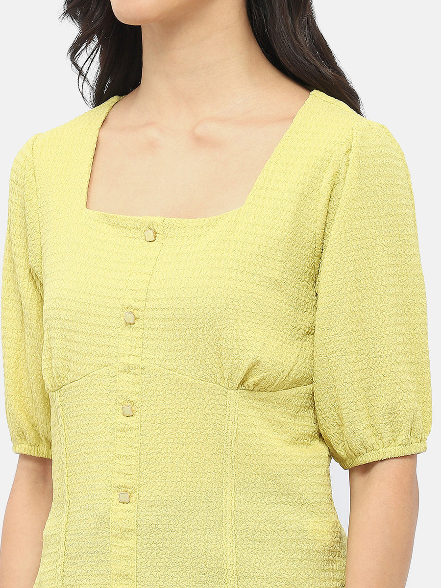 Madame Square Neck Lime Green Crinkled Top