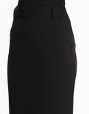 Madame Knit Moss Embellished Buckle Black Skirt