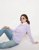 Madame Round Neck Ribbed Cuff Mauve Sweater