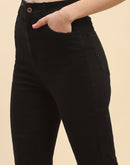 Camla Barcelona Solid Black Side Slit Jeans