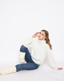 Madame Embellished Turtleneck Off White Sweater