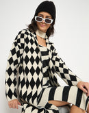 Madame Zebra Striped Dress with Geometric Print Black Ensemble