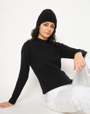 Madame Mock Neck Solid Acrylic Black Skeeve