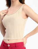 Madame Beige Sleeveless Knit Top