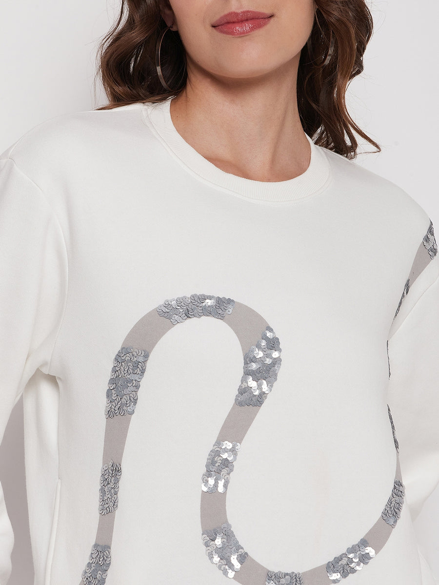 Madame White Printed Sweatshirt