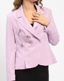 Madame Single Breasted Embellished Mauve Blazer