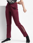 mSECRET Typographic Print Purple Cotton Track Pants