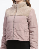 Madame Beige High Neck Quilted Puffer Jacket