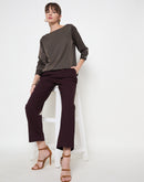 Madame Belted Straight Fit Wine Trousers