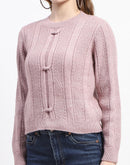 Madame Rib Neck Mauve Knitted Sweater