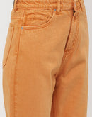 Madame Solid Orange Mom Fit Jeans