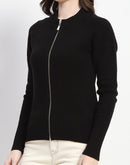 Madame Black Mock Neck Knit Sweater