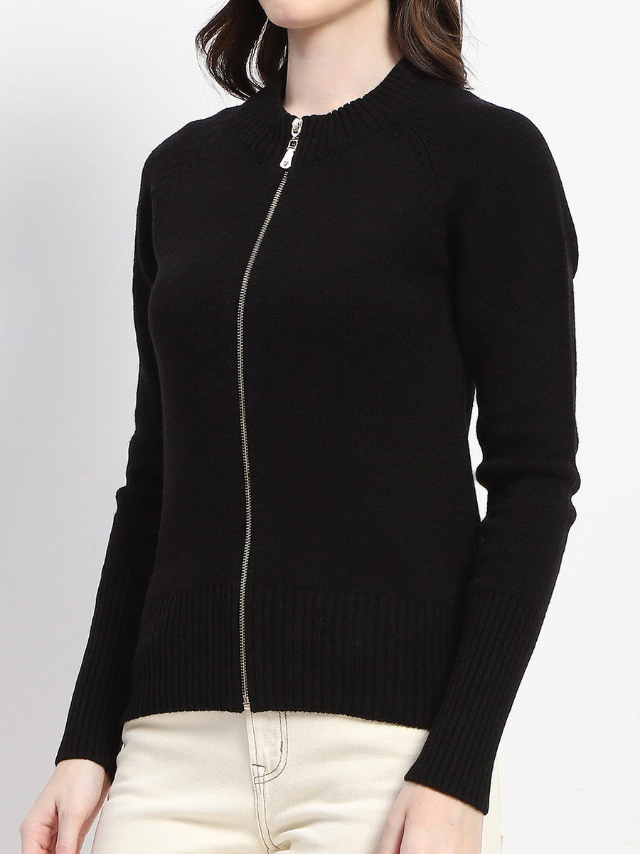 Madame Black Mock Neck Knit Sweater