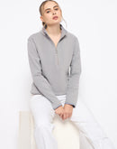 Madame Polar Fleece Half-Zipper Grey Sweatshirt