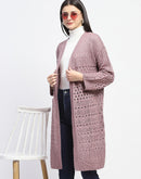 Madame Sheer Open Front Long Pink Shrug