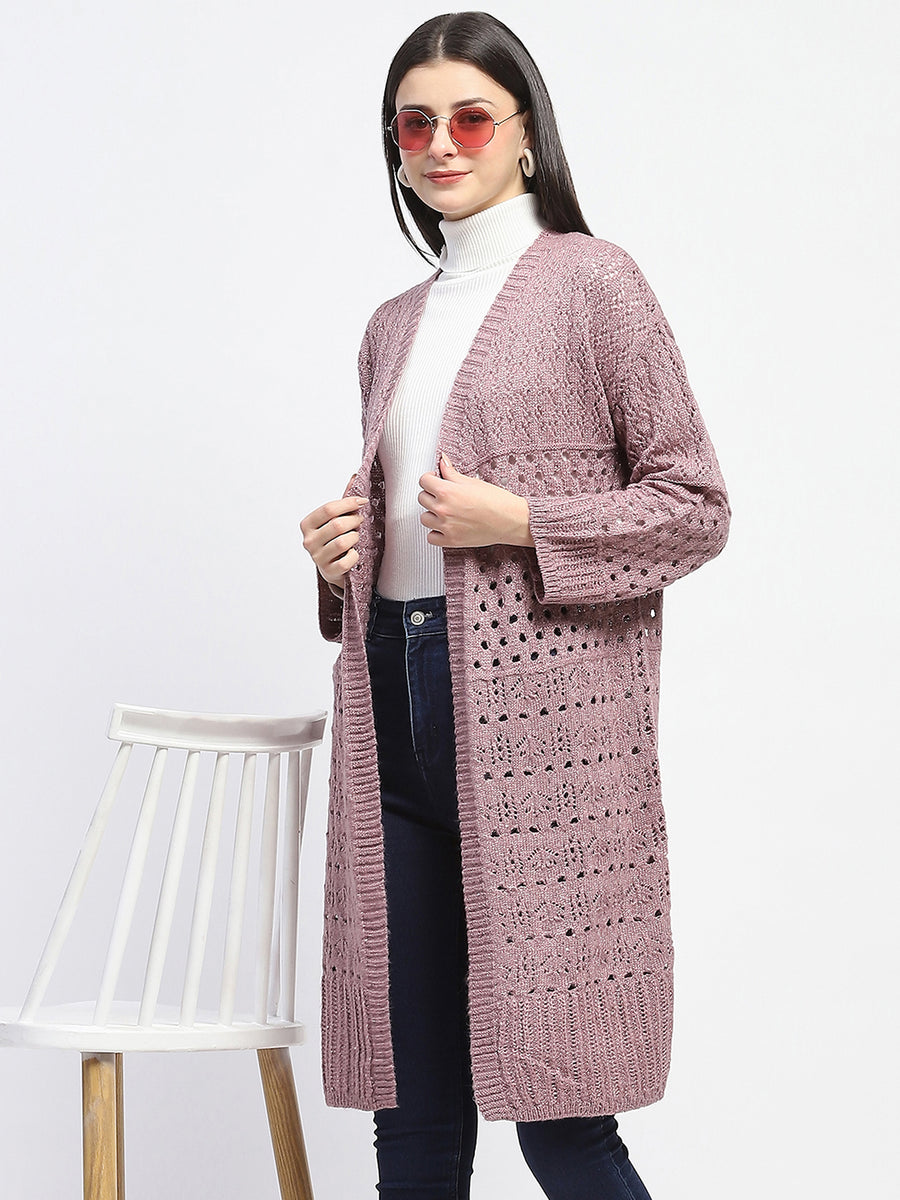 Madame Sheer Open Front Long Pink Shrug