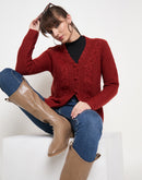 Madame Rust Red Cable Knit Acrylic Sweater