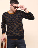 Camla Barcelona Geometric Print Navy Blue Sweater