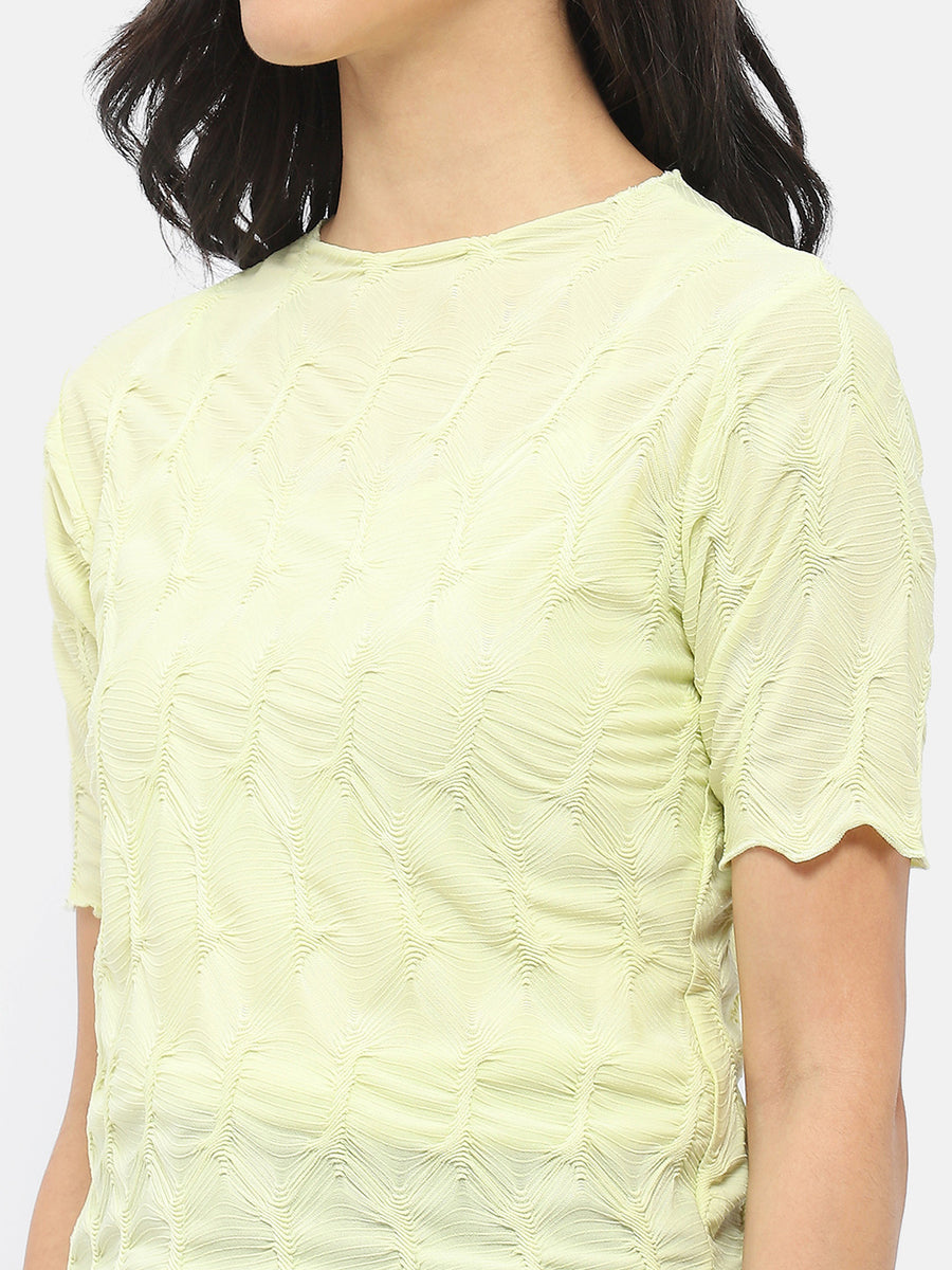 Madame Lettuce Hem Lime Green Crinkled Top