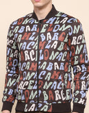 Camla Barcelona Typography Printed Multicolor Varsity Jacket