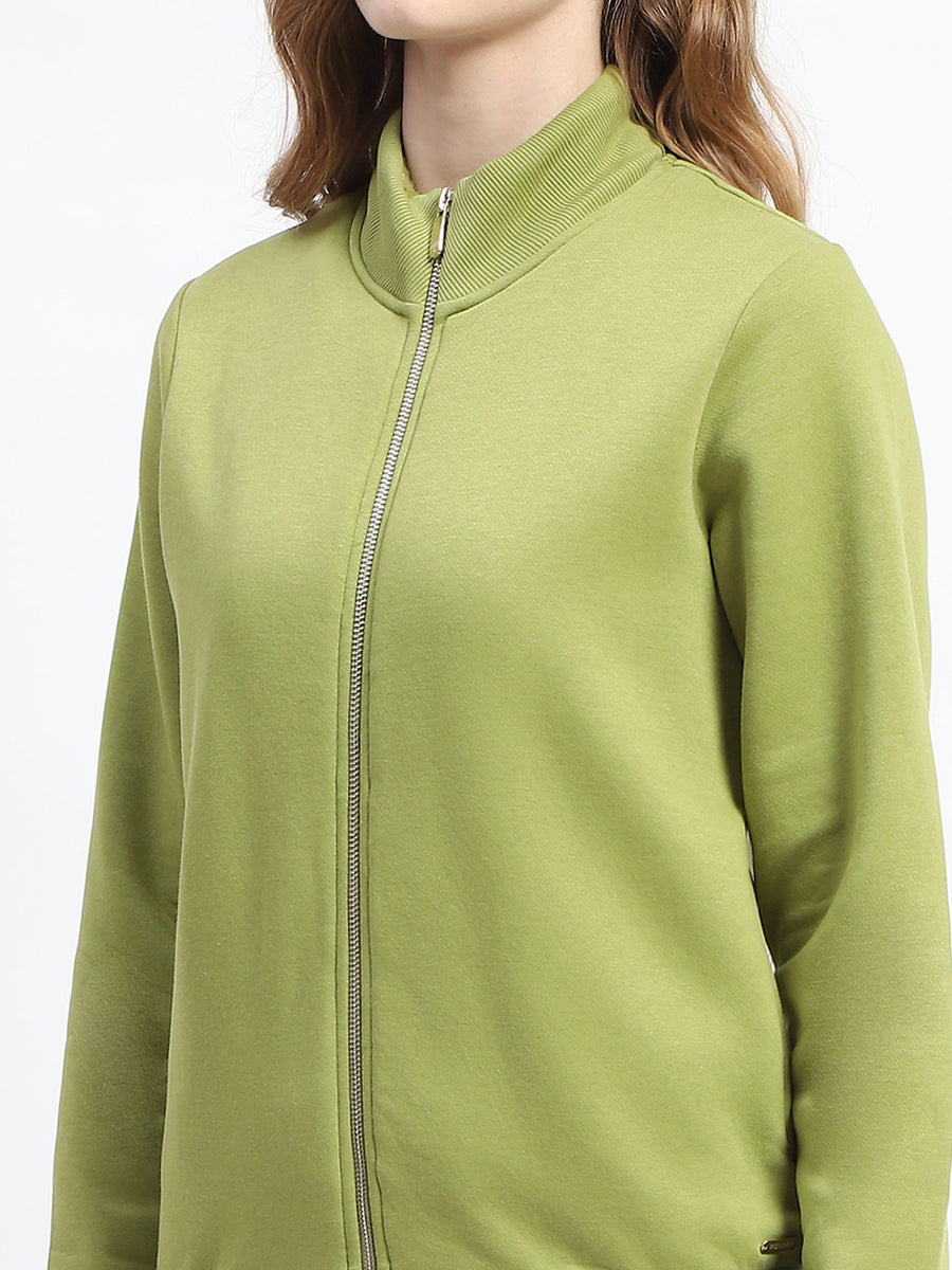 Madame Mock Neck Olive Green Cotton Sweatshirt