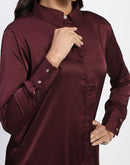 Madame Button Down Long Wine Shirt