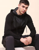 Camla Barcelona Cotton Color Blocked Black Zipper Sweatshirt