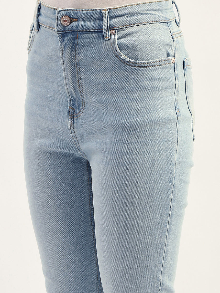 Madame Skinny Fit Raw Hem Cotton Ice Blue Denim