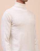 Camla Barcelona High Neck Solid White Sweater