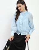 Madame Bridgerton Lacework Sky Blue Nylon Shirt