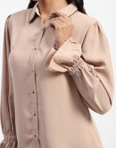 Madame Embellished Beige Button Down Shirt