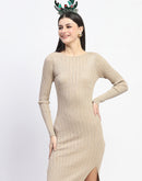 Madame Solid Brown Bodycon Dress