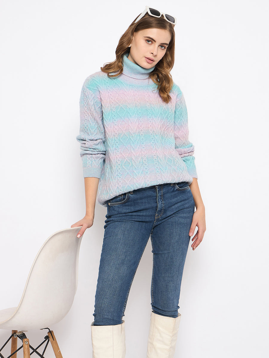 Madame Striped Multicolor Turtleneck Sweater