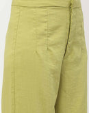 Madame Solid Apple Green Folded Hem Trouser