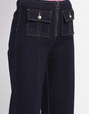 Madame Zipped Flap Patch Flared Carbon Blue Denim