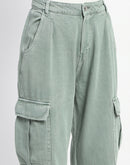 Madame Wide Legged Functional Green Cargo Pants