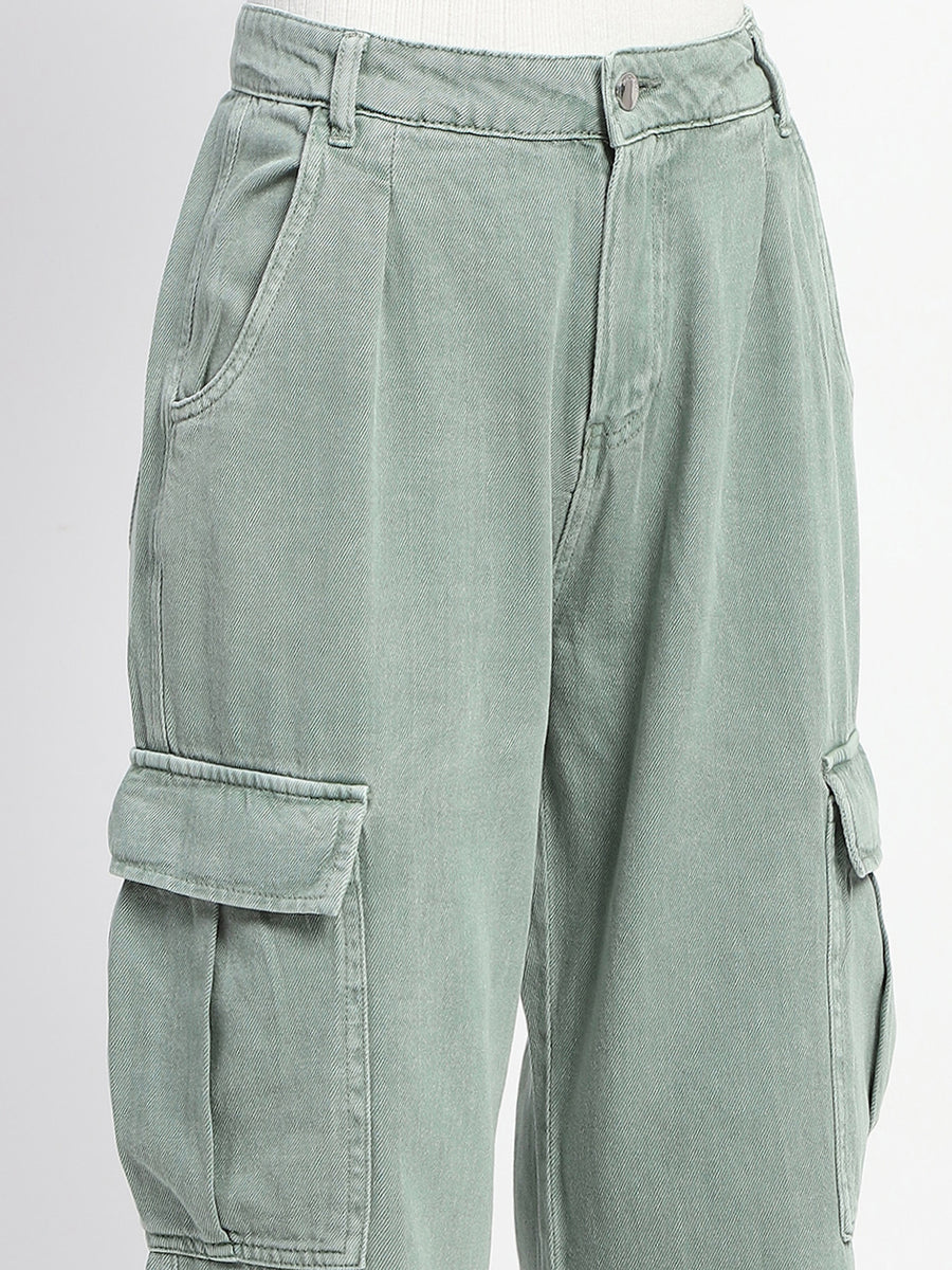 Madame Wide Legged Functional Green Cargo Pants