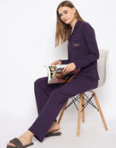 mSECRET Open Front Contrast Bonning Deep Purple Night Suit