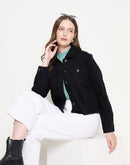 Madame Cotton Blend Jet Black Denim Jacket