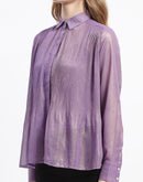 Madame Shimmer Pleated Hem Sheer Lilac Shirt